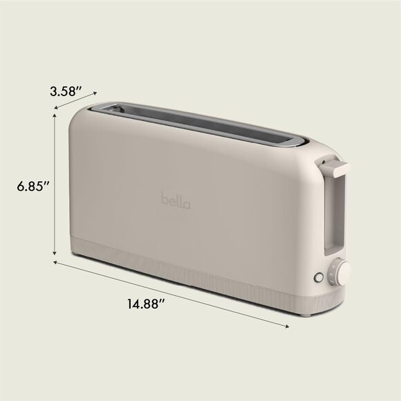 Bella 2 Slice Slim Toaster Oatmilk Fits Anywhere Kitchen 6 Shade Settings - Picture 2 of 8